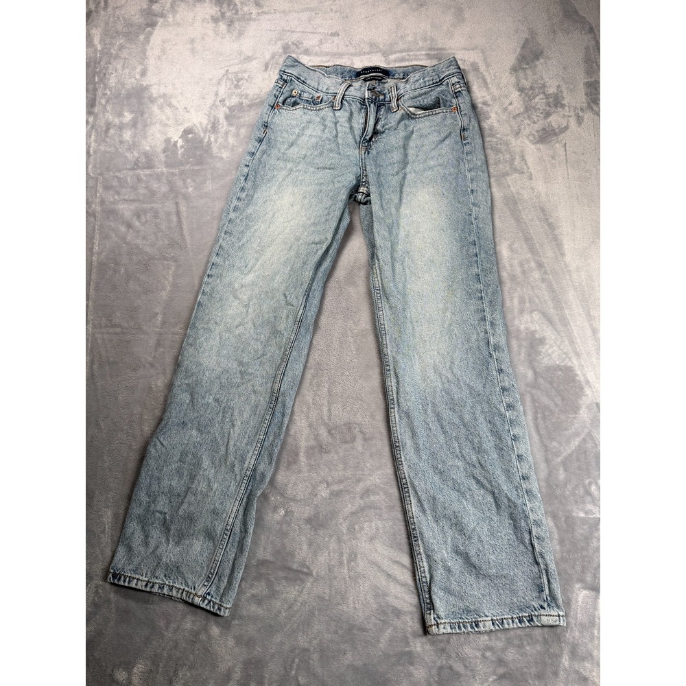 Aeropostale Baggy Straight Jeans Womens 0S Blue Light Wash Low Rise Denim